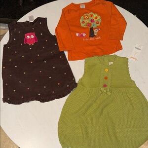 Gymboree dresses and woodland orange shirt Sz 2T